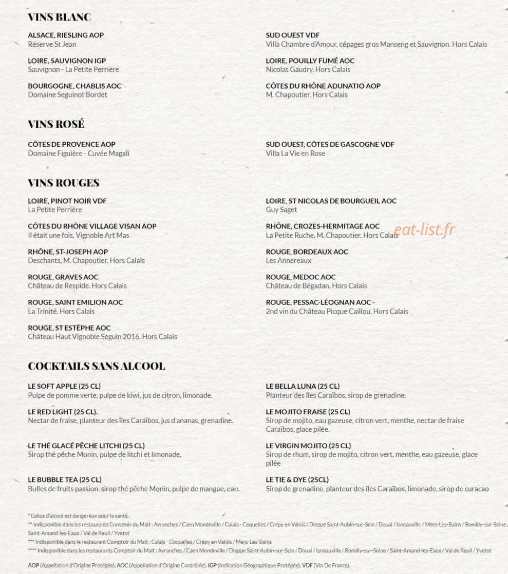 Le Comptoir du Malt — carte page 13