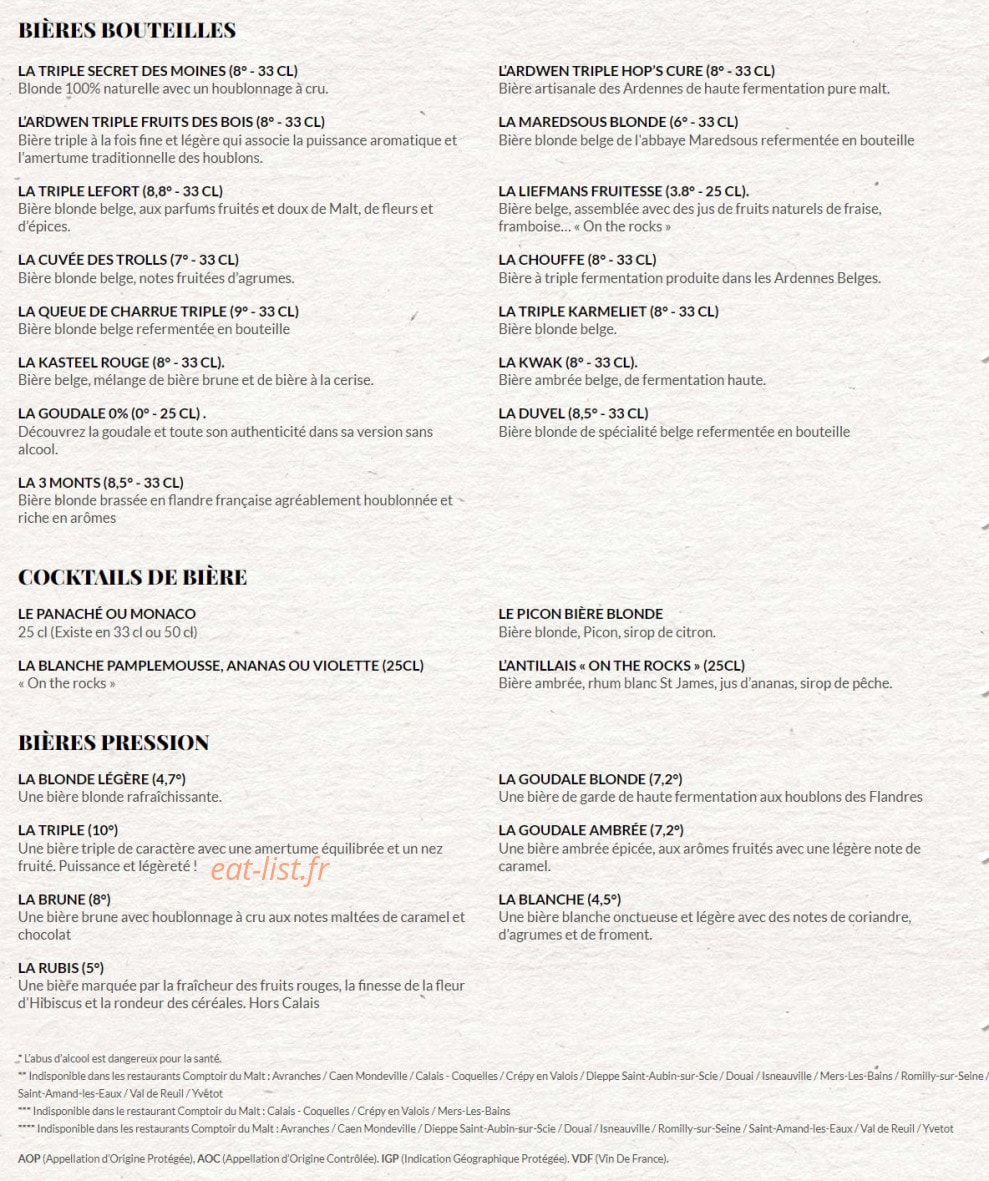 Le Comptoir du Malt — carte page 9