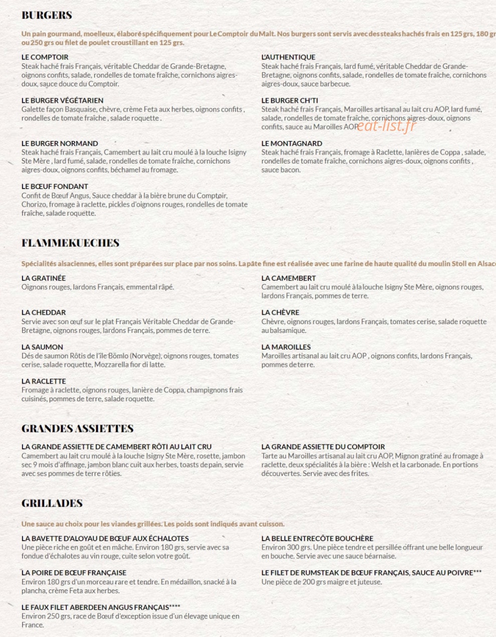 Le Comptoir du Malt — carte page 4