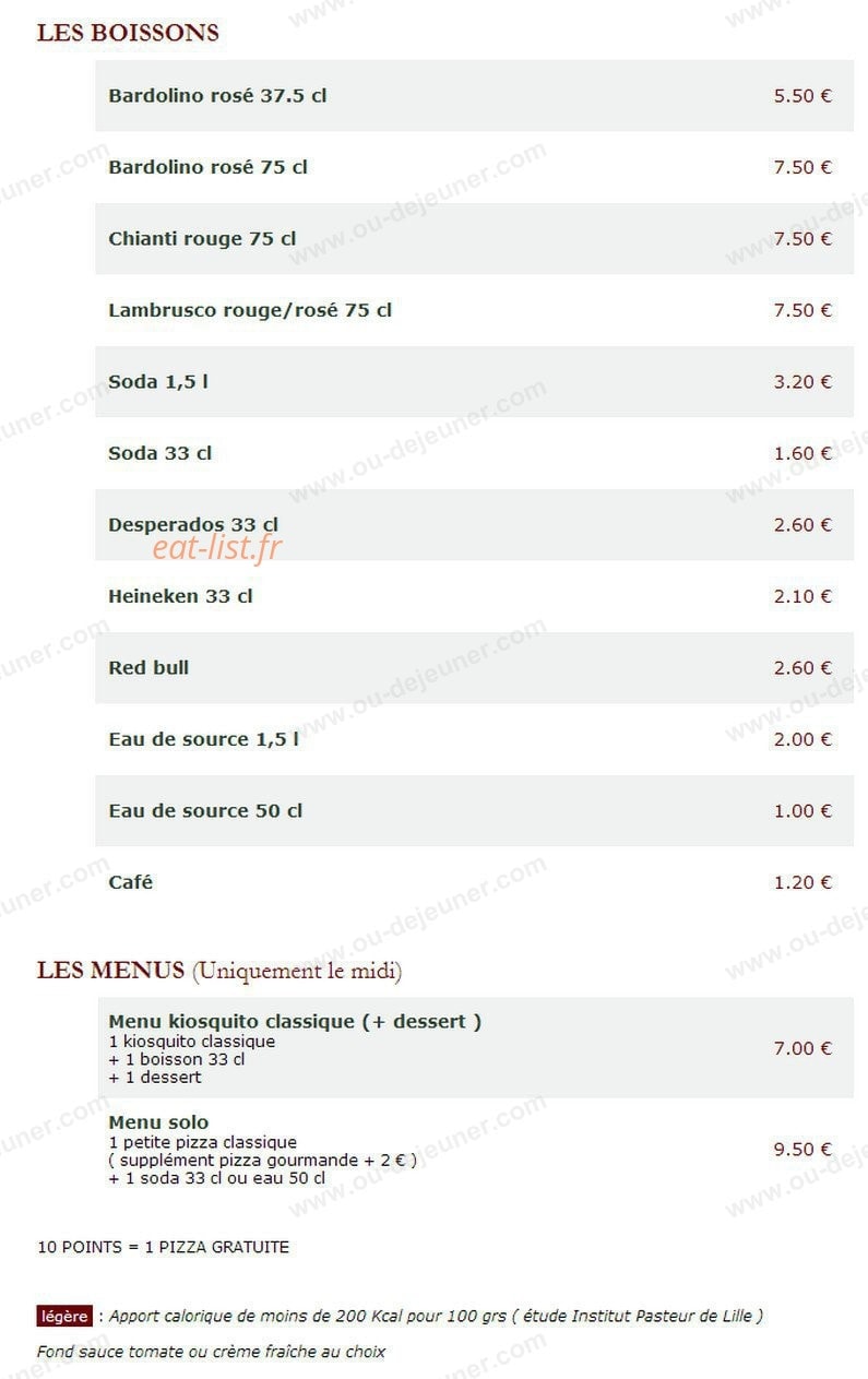 Le Kiosque à Pizzas — carte page 3