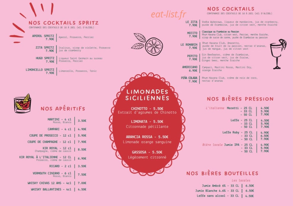 Zita Trattoria — carte page 9