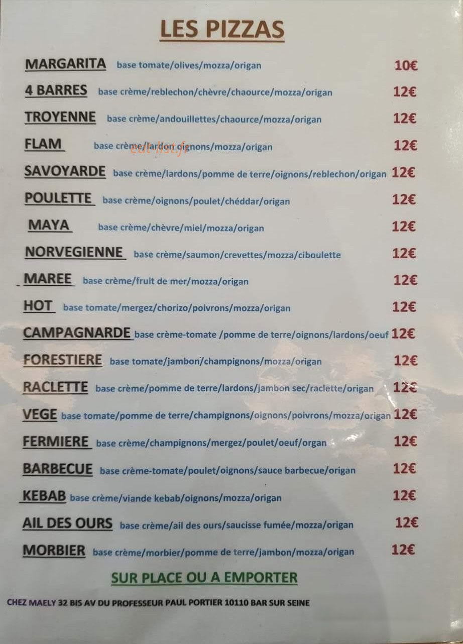 Chez Maely — carte page 1