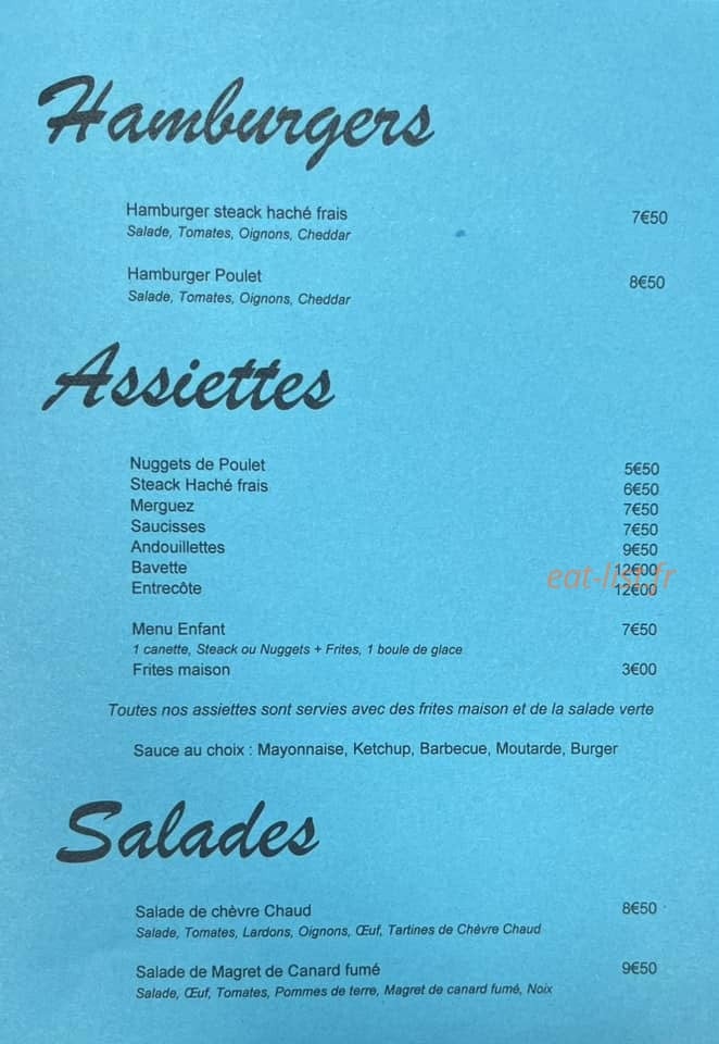 A Table — carte page 1