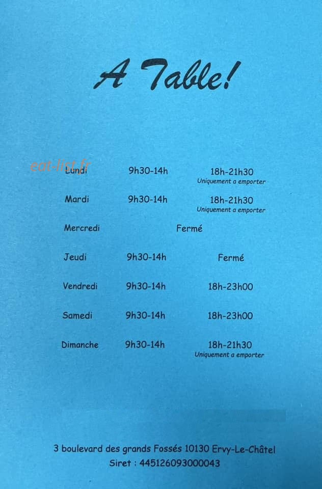 A Table — carte page 4
