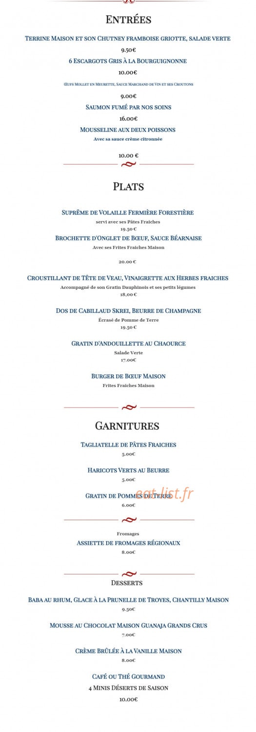 Brasserie du Lac — carte page 2
