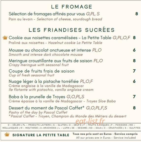 La Petite Table — carte page 6