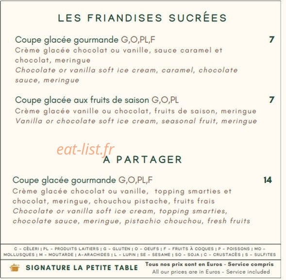 La Petite Table — carte page 7