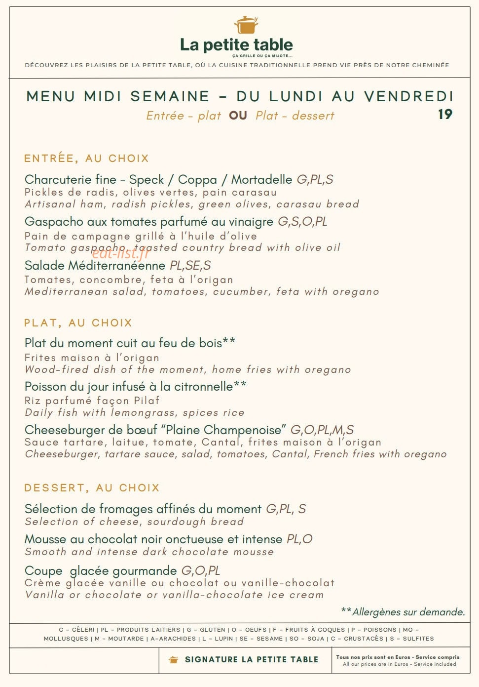 La Petite Table — carte page 5