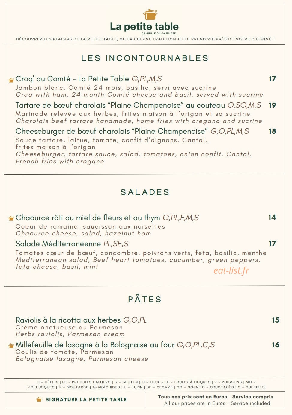 La Petite Table — carte page 2