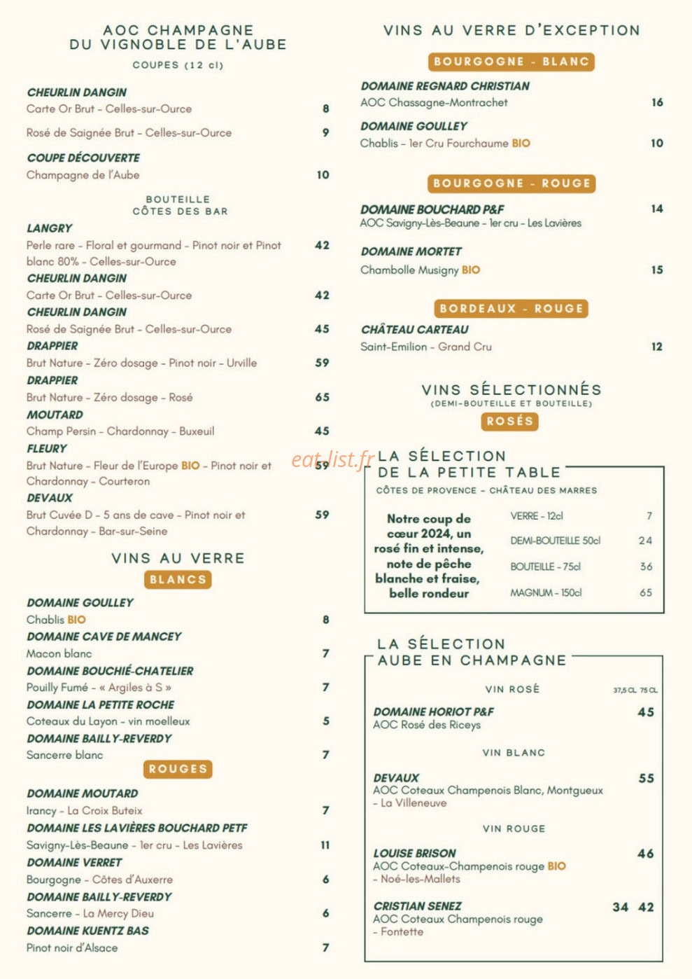 La Petite Table — carte page 13