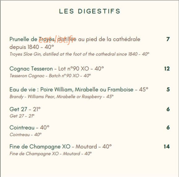 La Petite Table — carte page 9