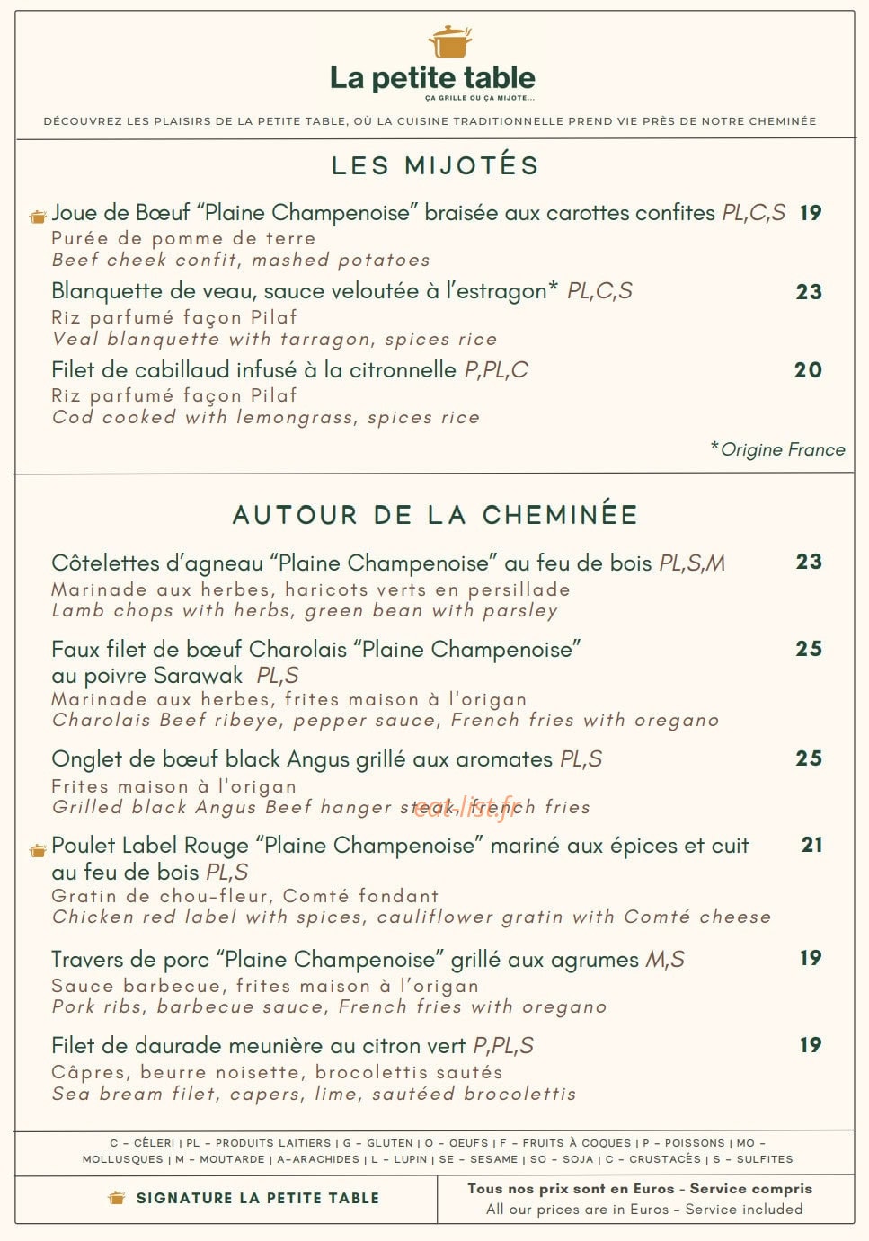 La Petite Table — carte page 3