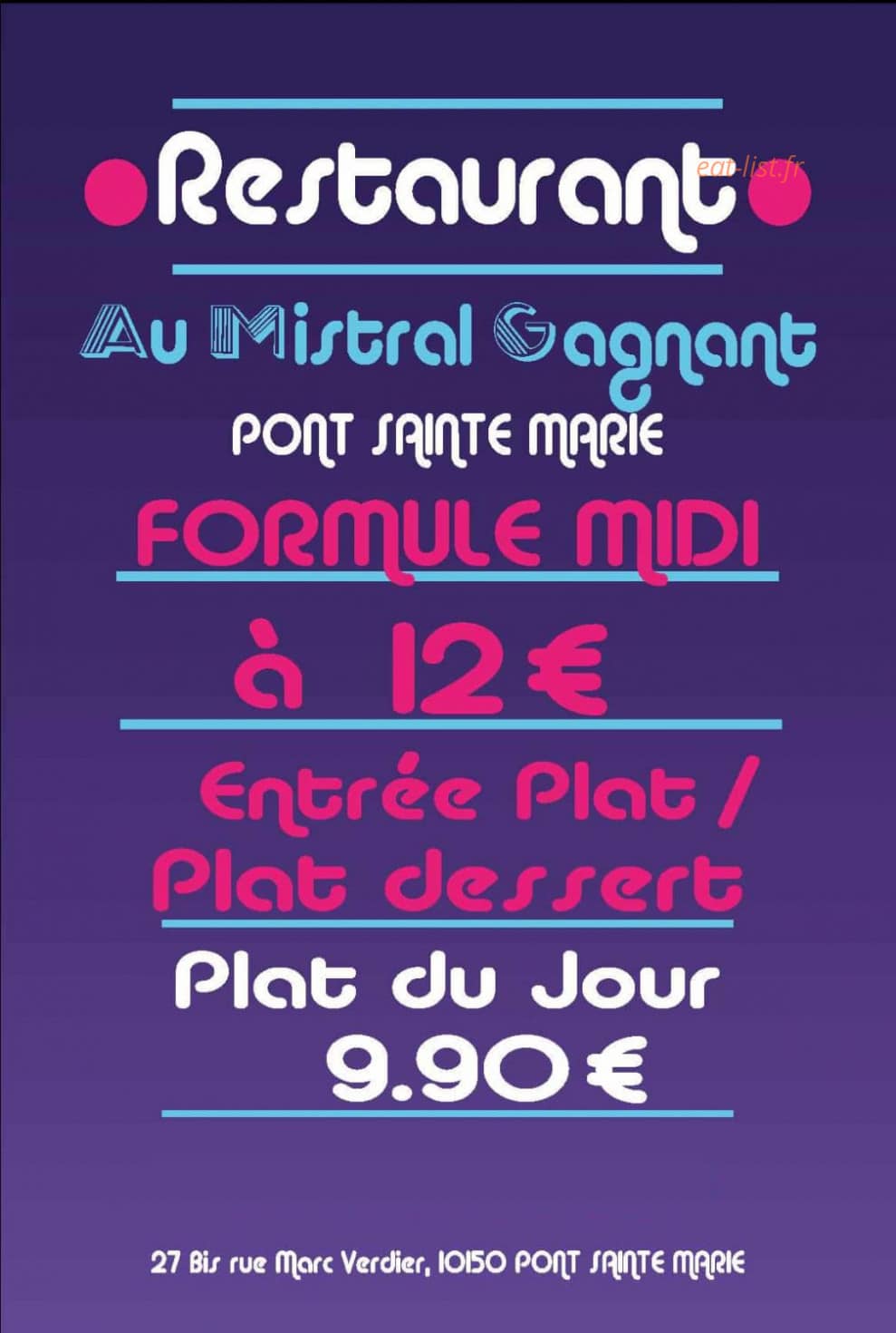 Au Mistral Gagnant — carte page 1