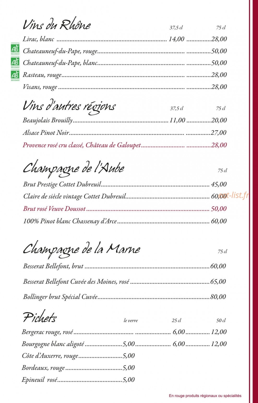 Bistrot Du Pont — carte page 7