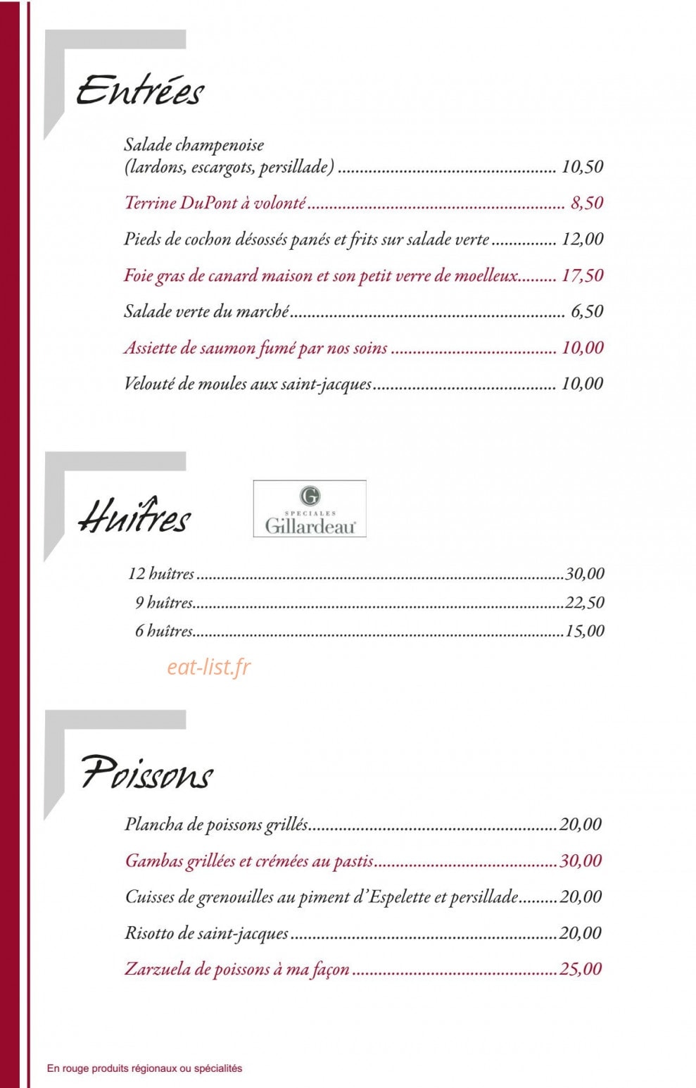Bistrot Du Pont — carte page 4