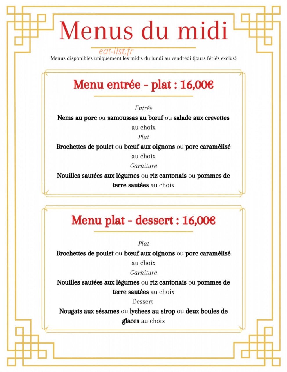 Restaurant Chinois — carte page 9
