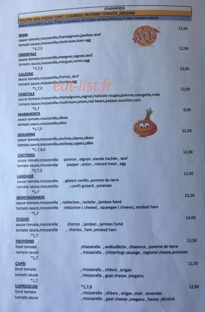 Stadio Pizza — carte page 2