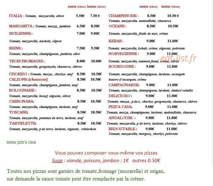 Pizz'a casa — carte page 1