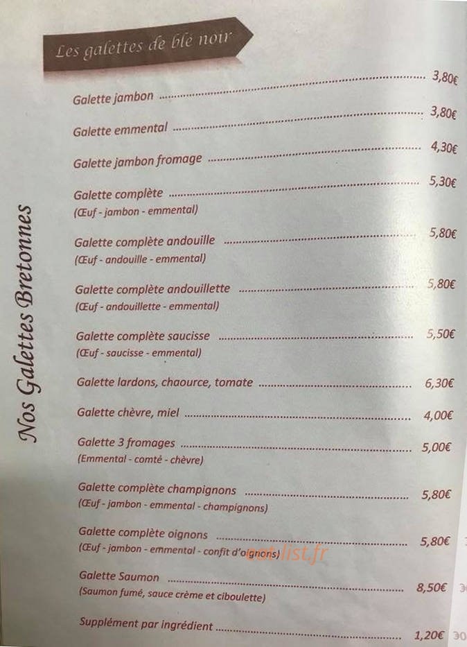 Le Resto d'Evane — carte page 4