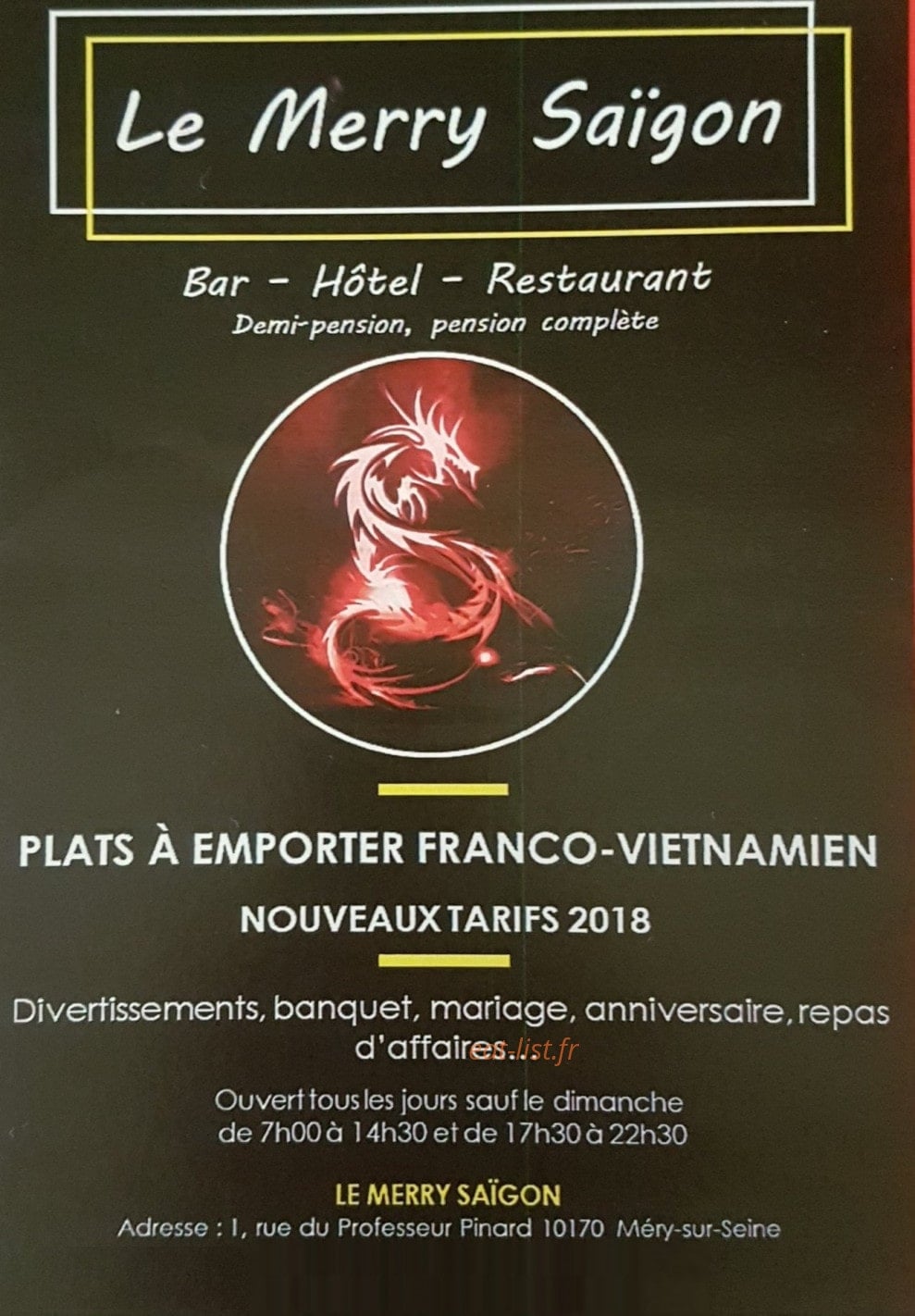 Le Merry Saigon — carte page 1