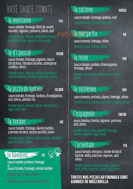 La Fabriqa Pizz'a — carte page 2