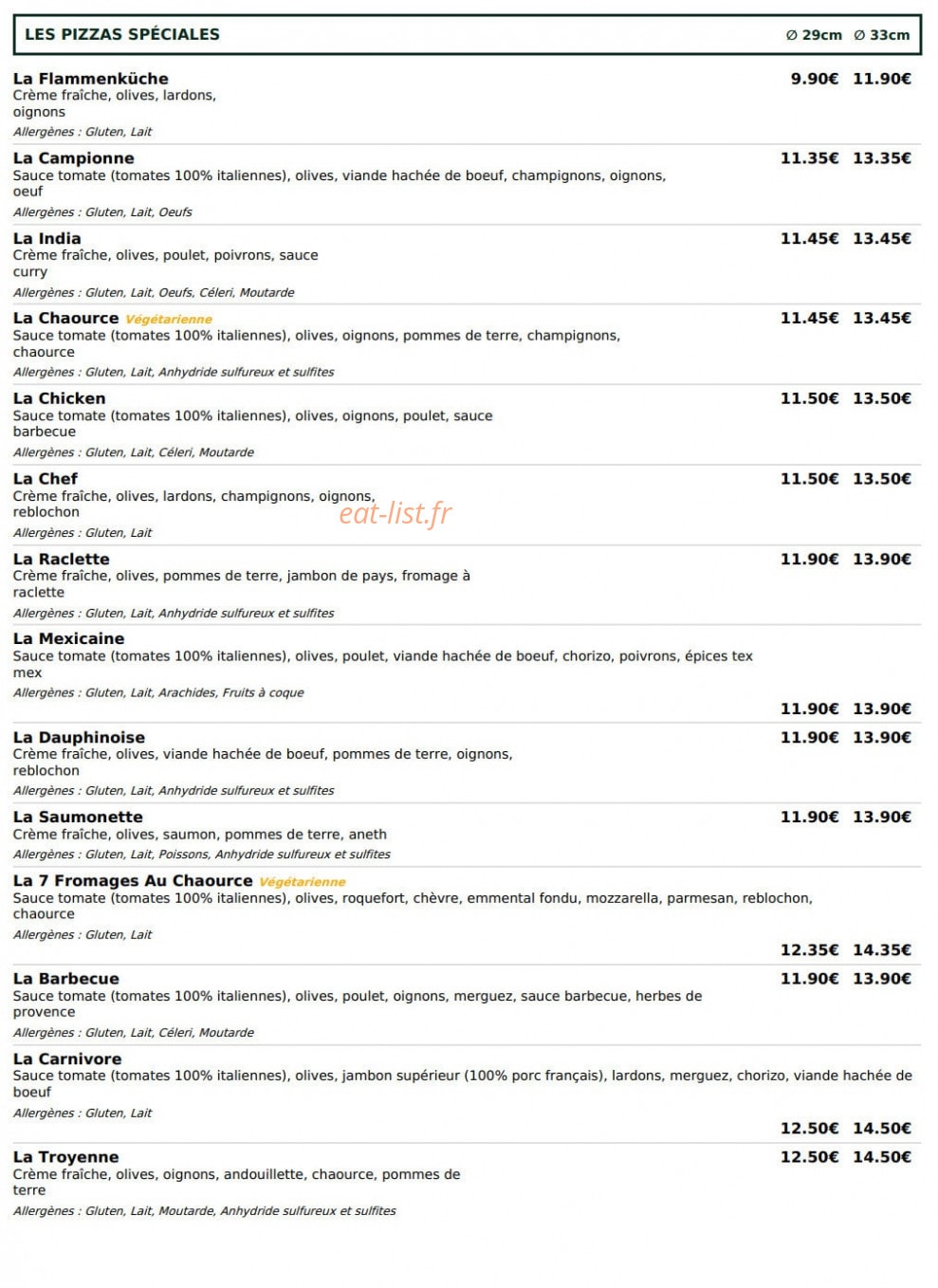 Le Kiosque à Pizzas — carte page 3