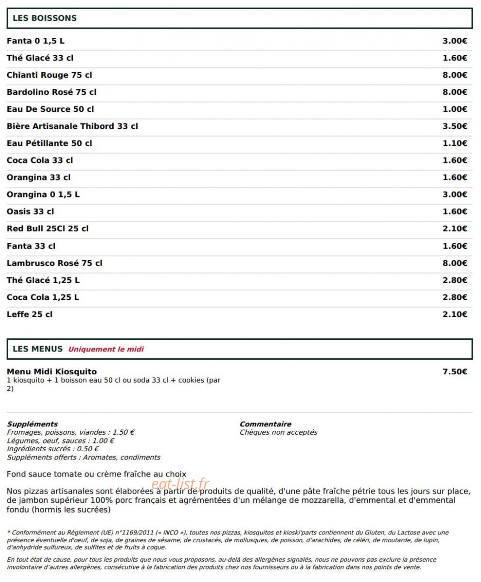 Le Kiosque à Pizzas — carte page 5