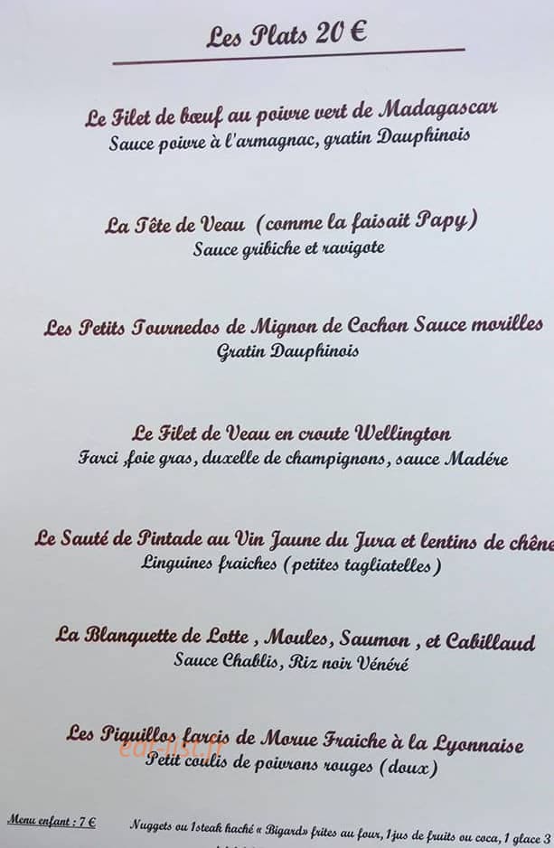 Carte et menu de L'atelier gourmand à Aix-Villemaur-Pâlis — Les plats