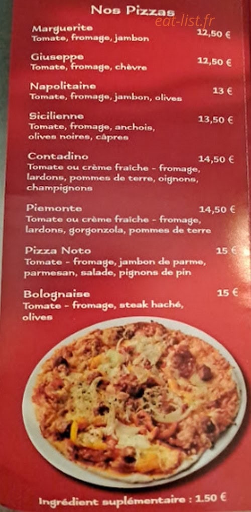 Pizzeria noto — carte page 1