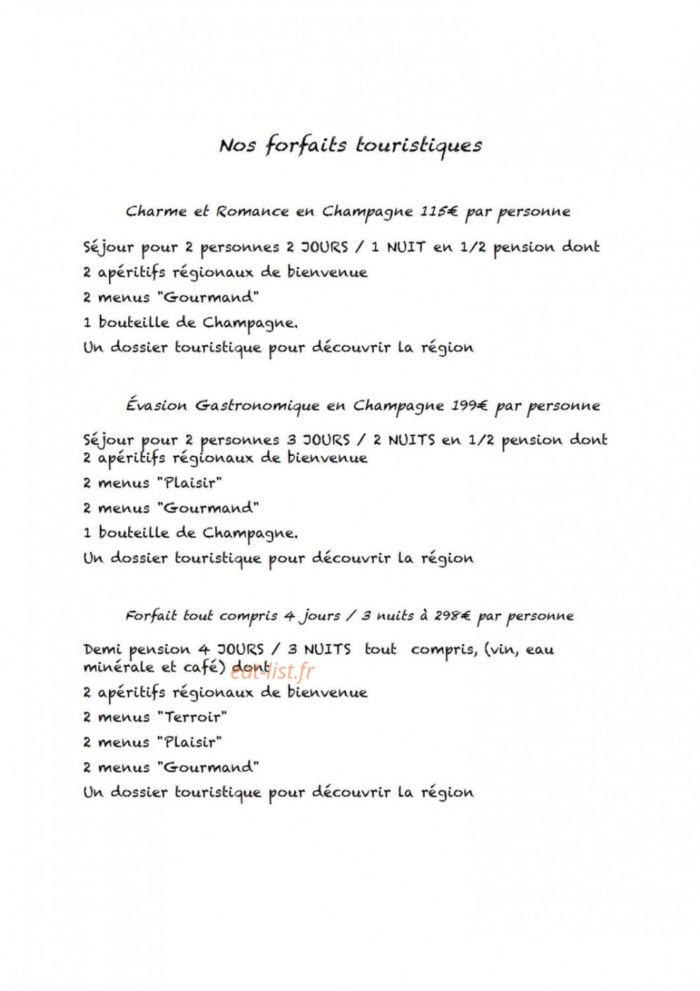 Hostellerie de la Chaumière — carte page 3