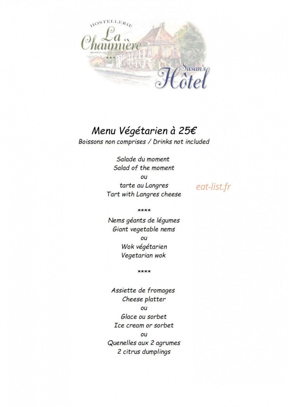 Hostellerie de la Chaumière — carte page 9