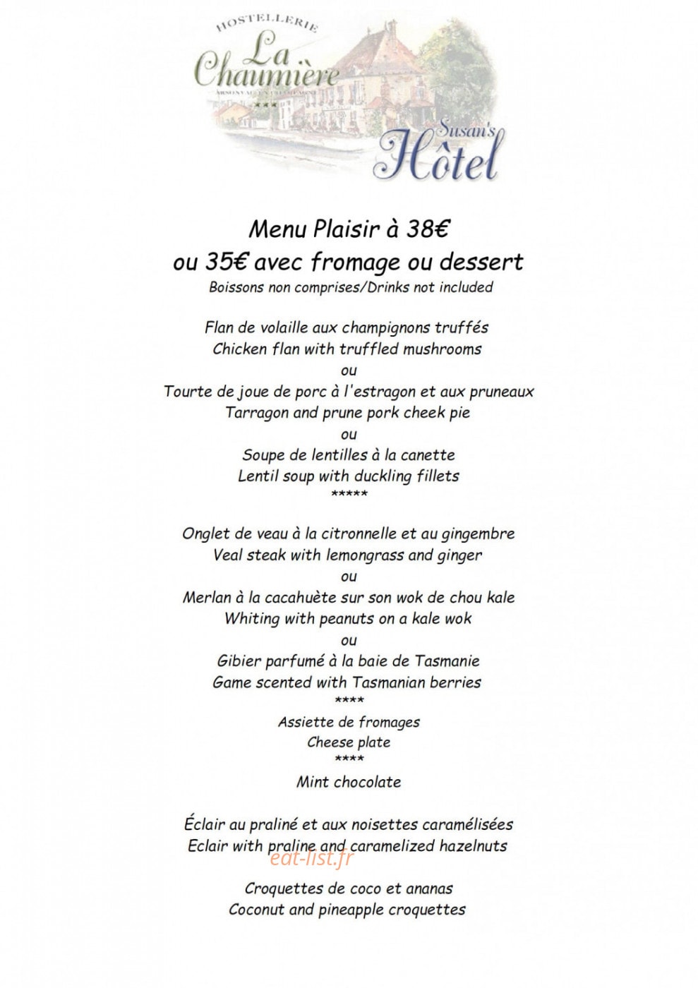 Hostellerie de la Chaumière — carte page 7