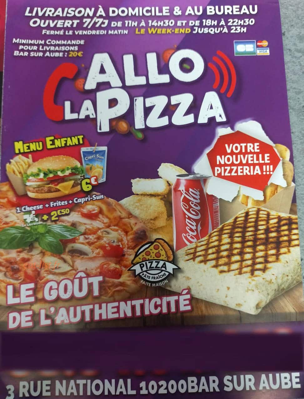 Allo La Pizza — carte page 1