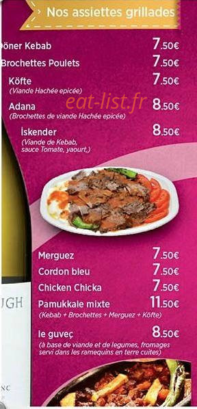 Restaurant Pamukkale — carte page 2