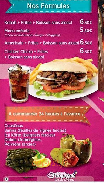 Restaurant Pamukkale — carte page 3