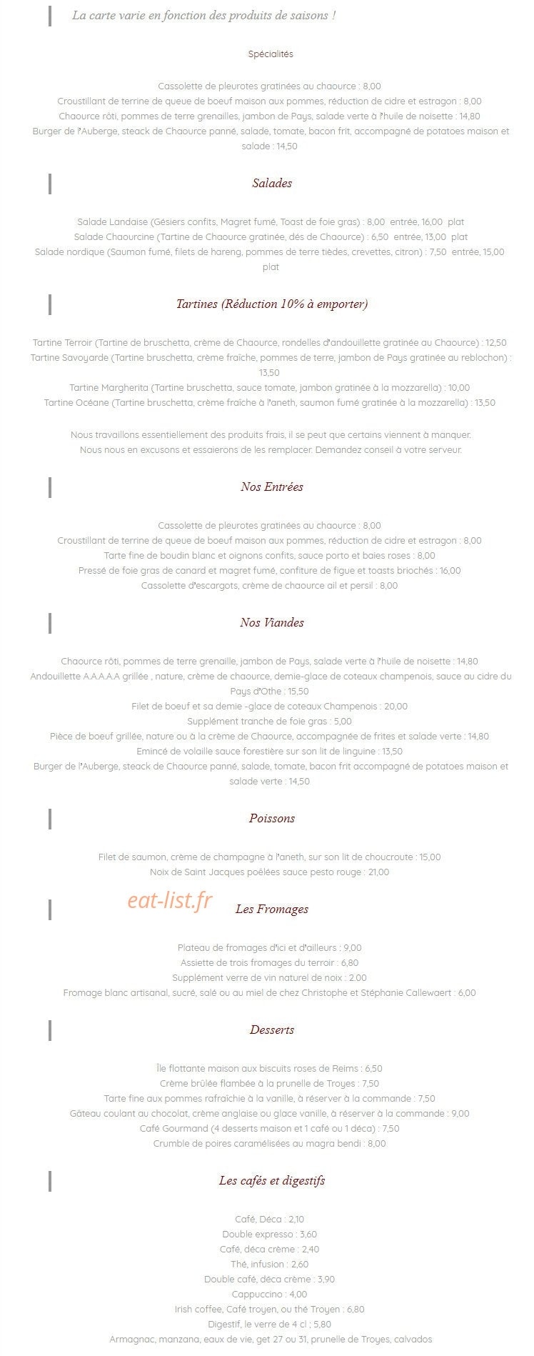 L'Auberge sans Nom — carte page 1