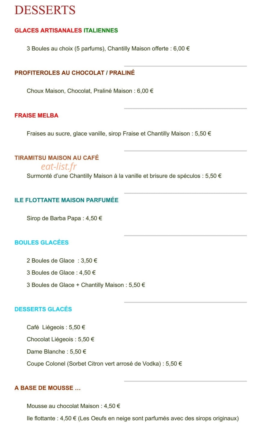 Restaurant Chaource — carte page 3