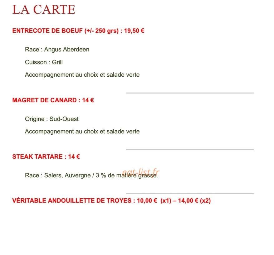 Restaurant Chaource — carte page 5