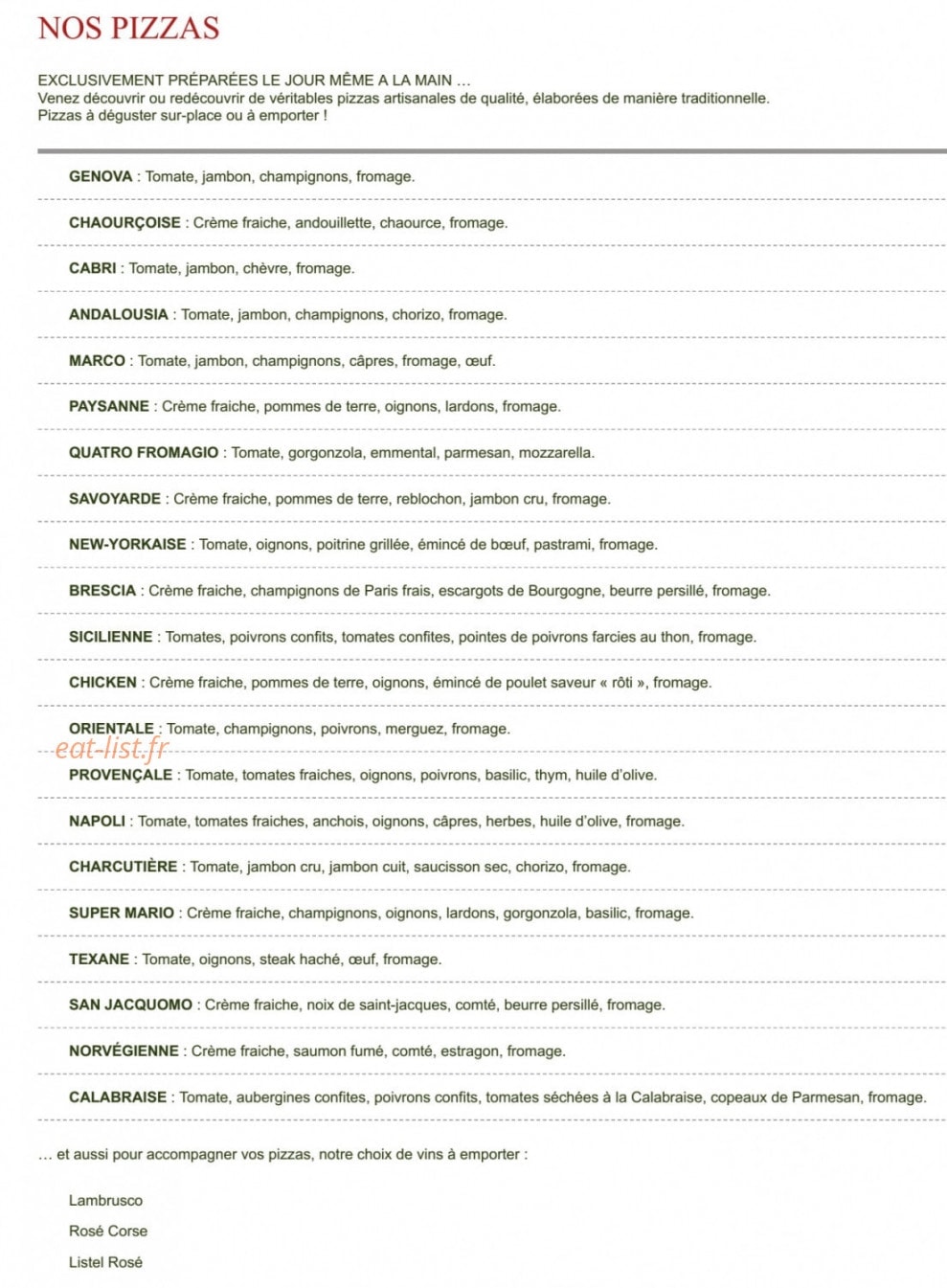 Restaurant Chaource — carte page 1