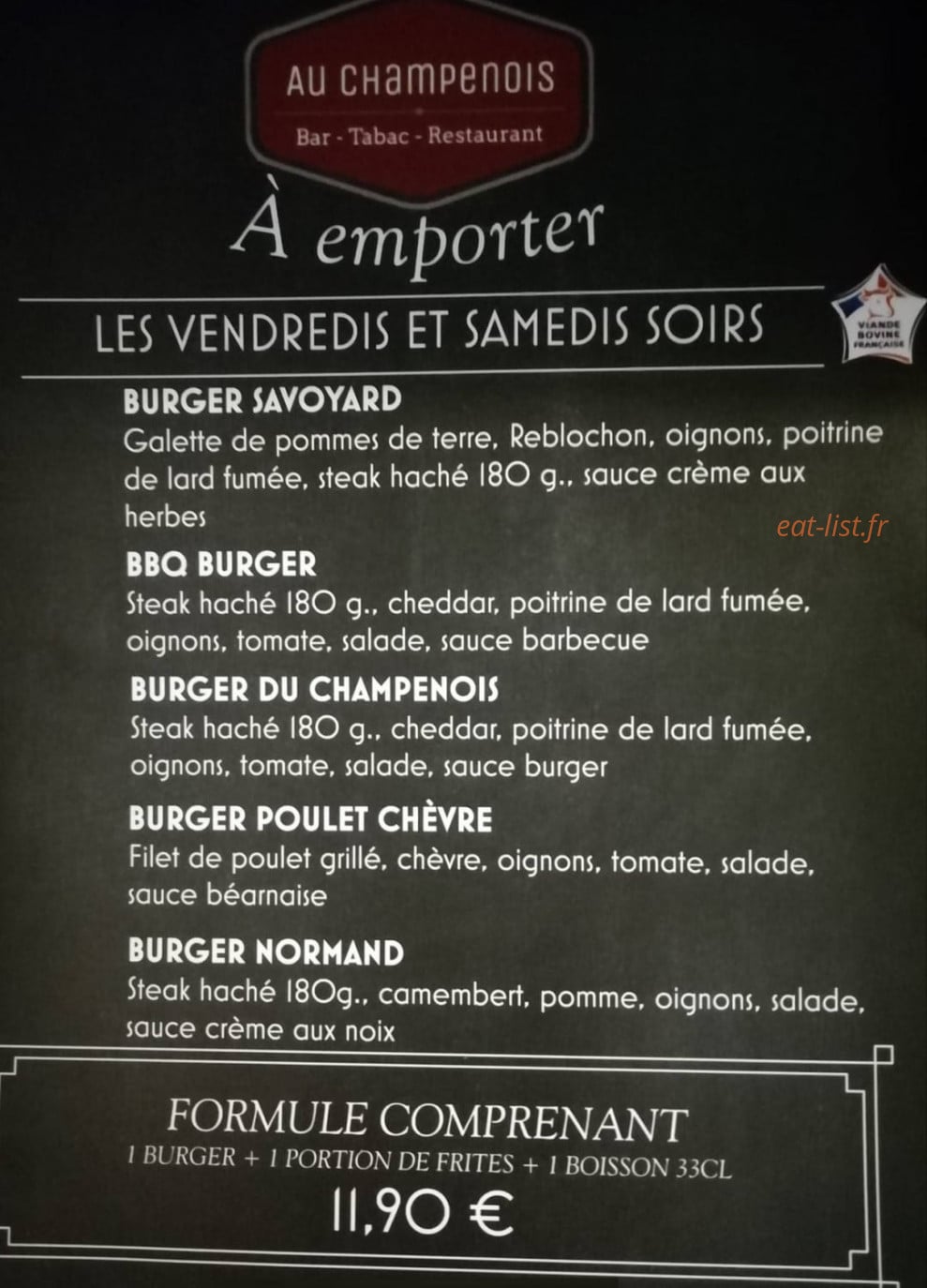 Au Champenois — carte page 1