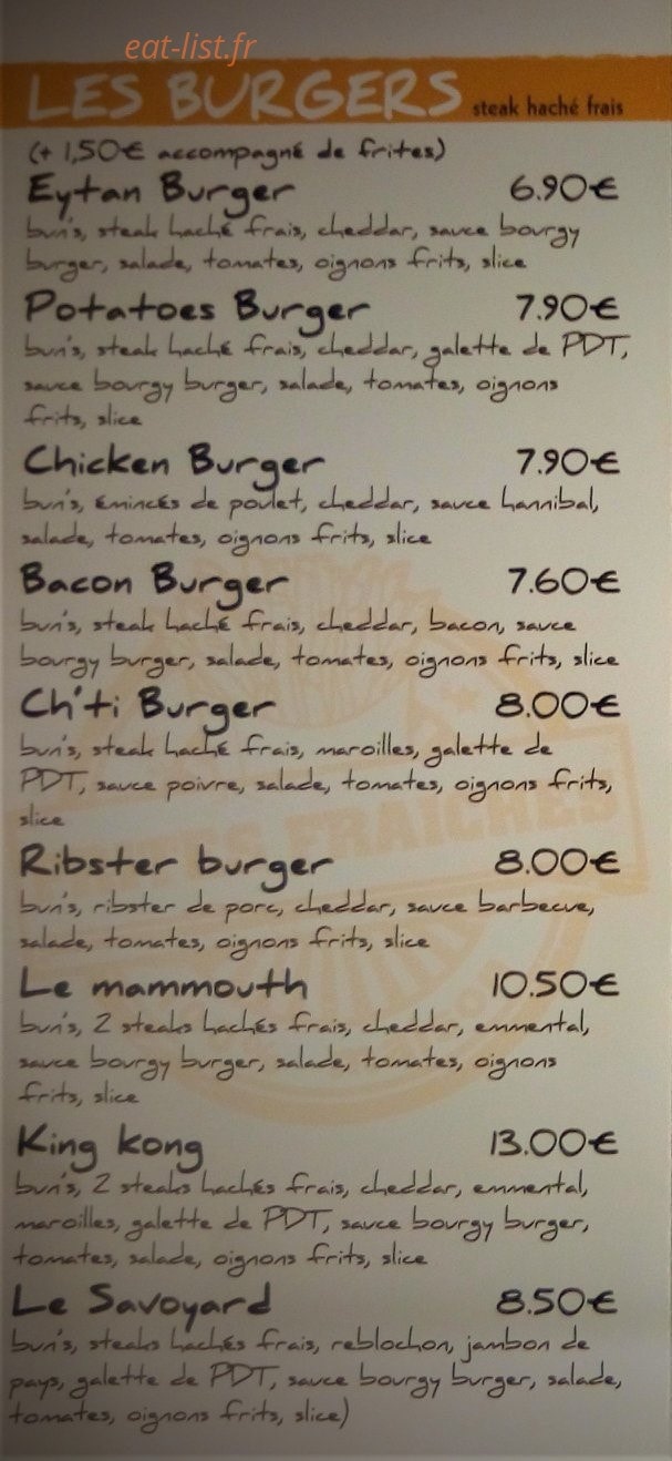 La Bonne Frite — carte page 5