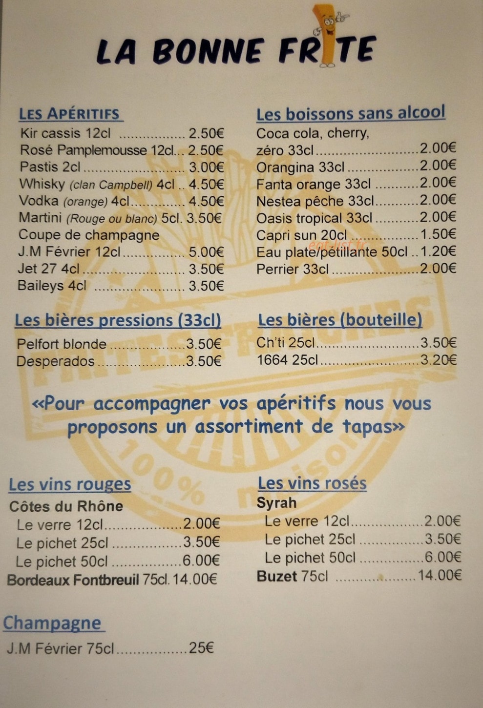 La Bonne Frite — carte page 6