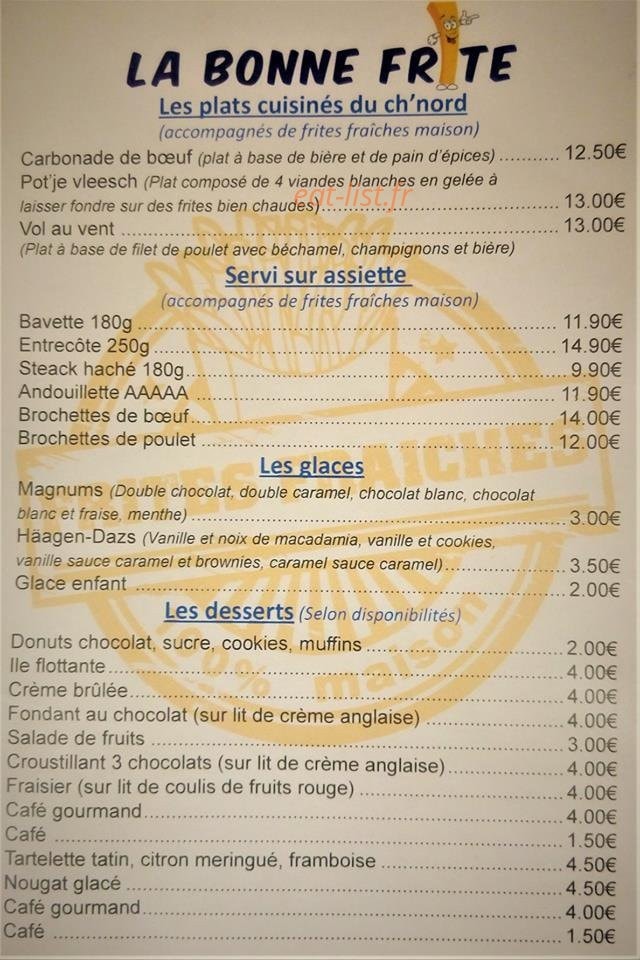 La Bonne Frite — carte page 7