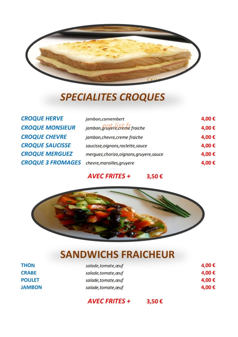 La frite du nord — carte page 2