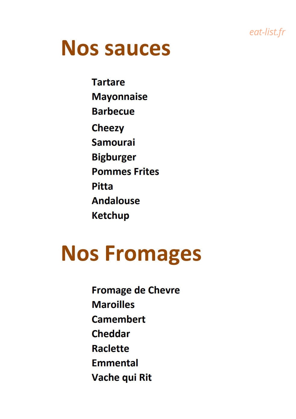 La frite du nord — carte page 1