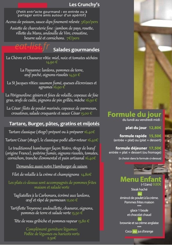 Au bistro — carte page 2