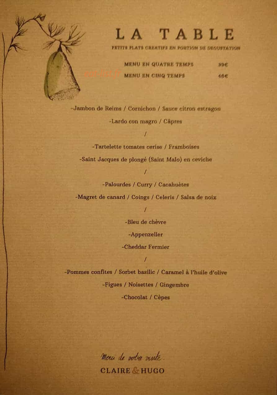 Claire et Hugo — carte page 1