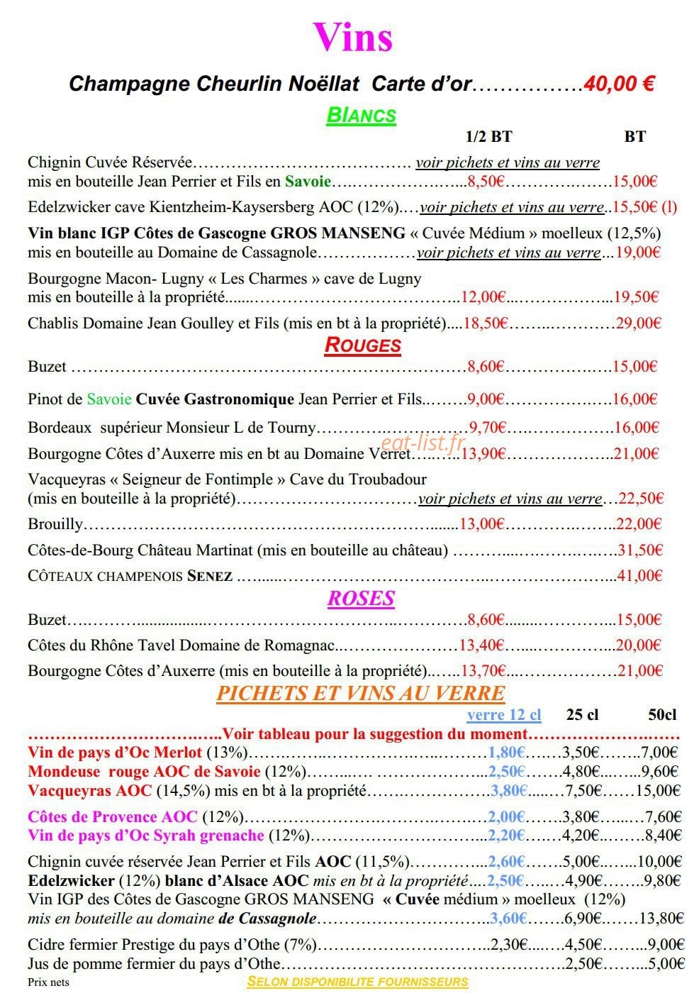 Le Petit Bedon — carte page 10