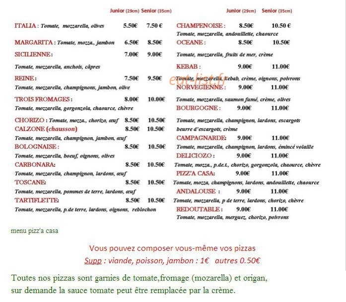 Pizz'a casa — carte page 1