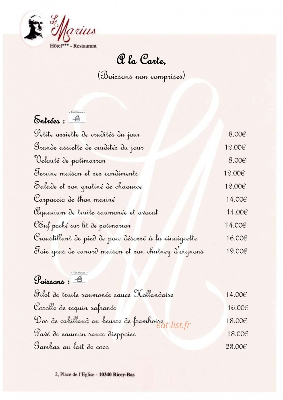 Le Marius — carte page 6